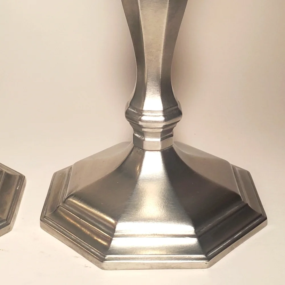 Pair of GORHAM Pewter Octette Model Candlesticks Vintage Discontinued 1950's EUC